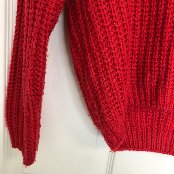 Urban Heritage Cable Knit Pullover Sweater Top S Dark Navy Blue Red White - Picture 6 of 10